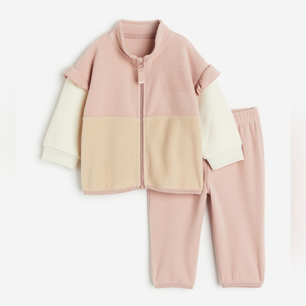 H&M Pink and Cream Baby Fleece Outfit